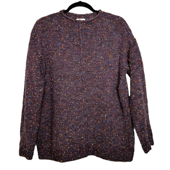 J. Jill Women's Cozy Retreat Tweed Sweater Pullover Tunic Dark Fig Multi Small‎ - Picture 1 of 12